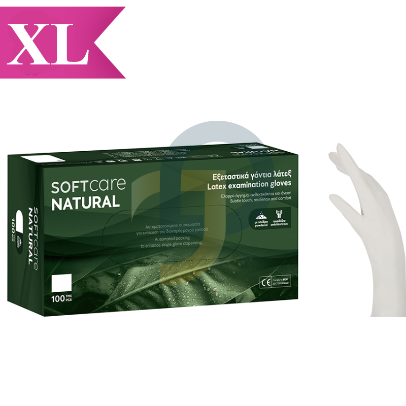 Latex kesztyű púderrel SoftCare NATURAL WHITE 100 ks - Méret: XL