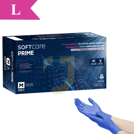 Antimikrobiálne nitrilové rukavice Soft Care Prime VIOLET BLUE 100 ks - Veľkosť: L