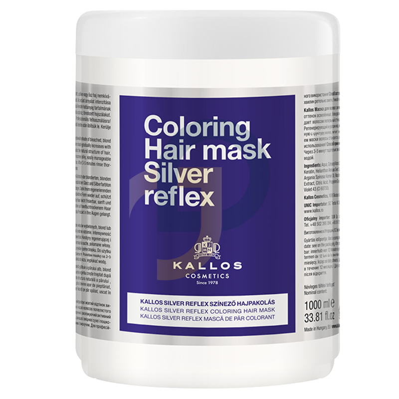 Kallos Cosmetics Coloring Hair Mask Silver Reflex - kötet: 1000 ml