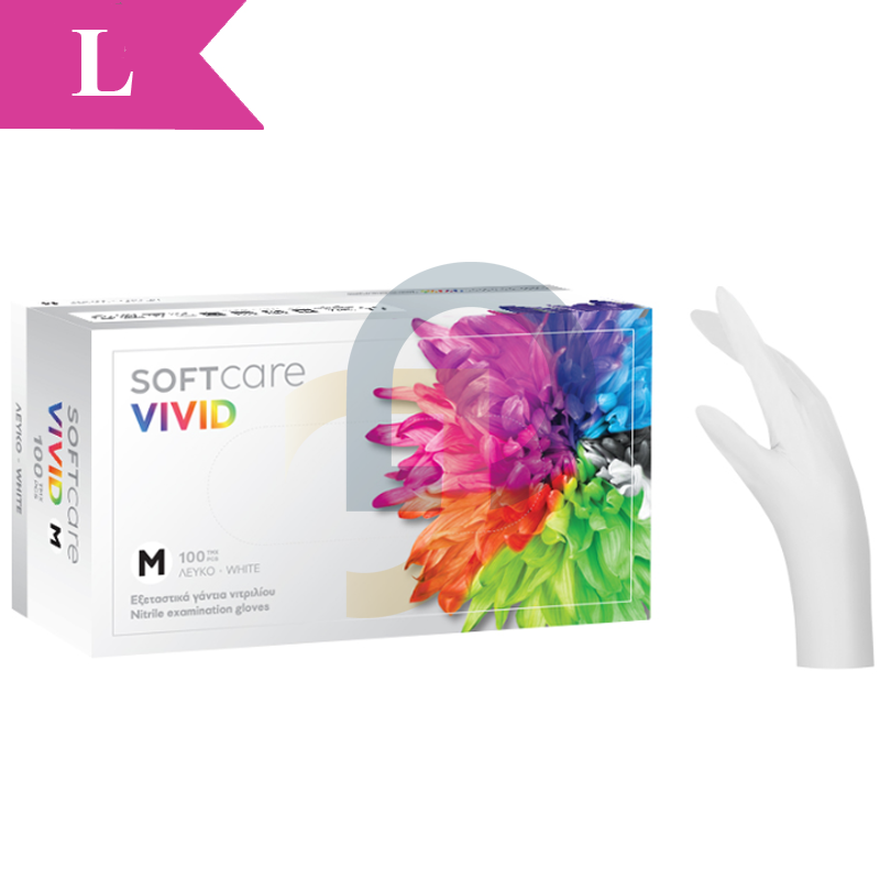 Nitrilové rukavice Soft Care VIVID WHITE 100 ks - Veľkosť: L