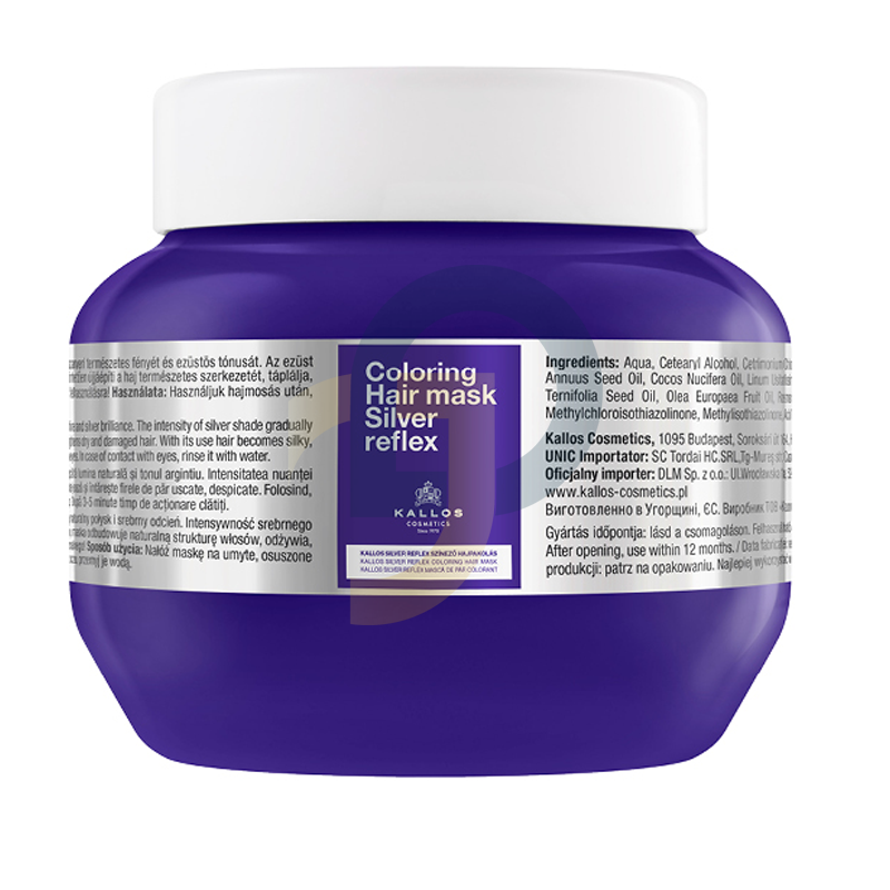 Kallos Coloring Silver Reflex Strieborná maska na vlasy proti žltnutiu - Objem: 275 ml