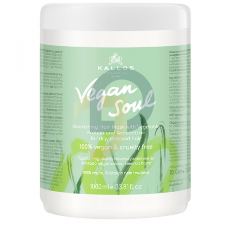Kallos Vegan Soul Tápláló Hajpakolás Növényi Proteinnel és Avokádó Olajjal 1L