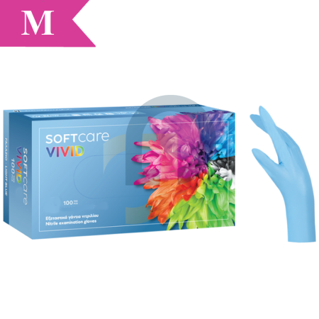 Nitrilové rukavice Soft Care VIVID LIGHT BLUE 100 ks - Velikost: M