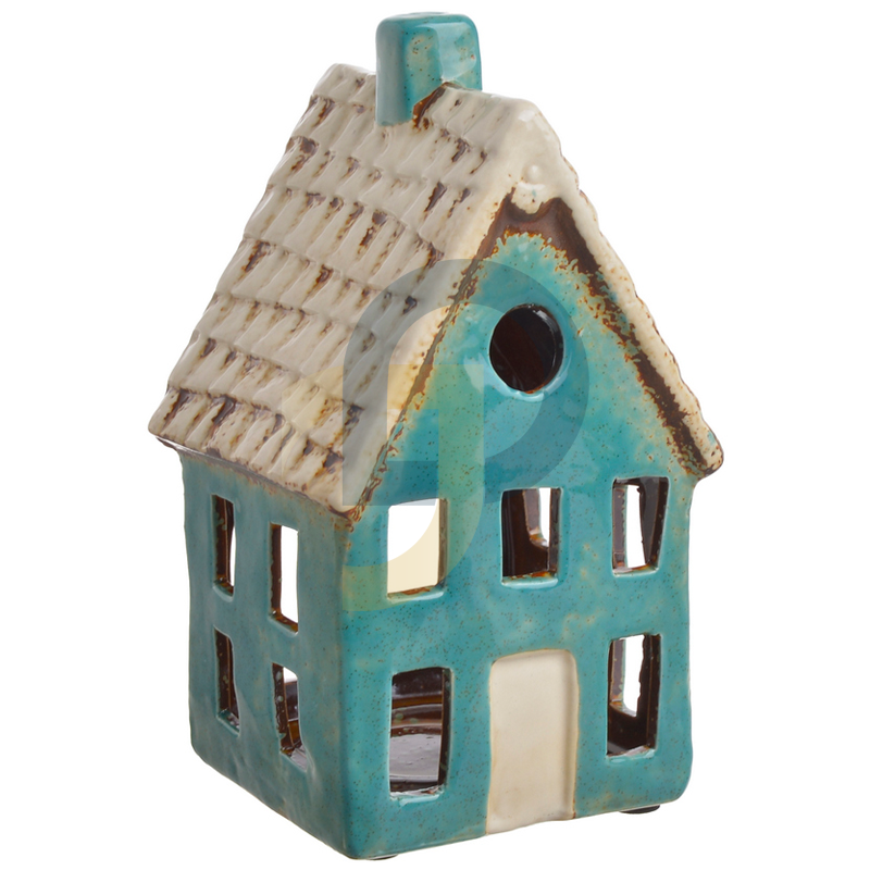 Kerámia házikó, türkiz gyertyatartó bézs tetővel Kerámia házikó, türkiz gyertyatartó bézs tetővel