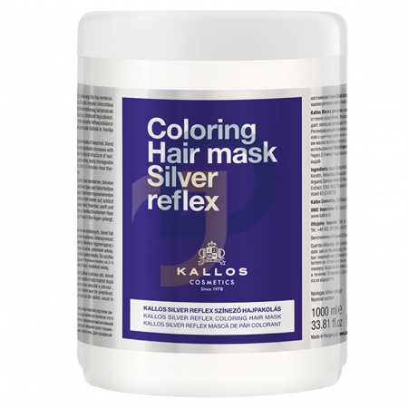Kallos Coloring Silver Reflex Strieborná maska na vlasy proti žltnutiu - Objem: 1000 ml