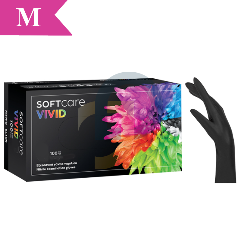 Nitril kesztyű Soft Care VIVID BLACK 100 db - Méret: M
