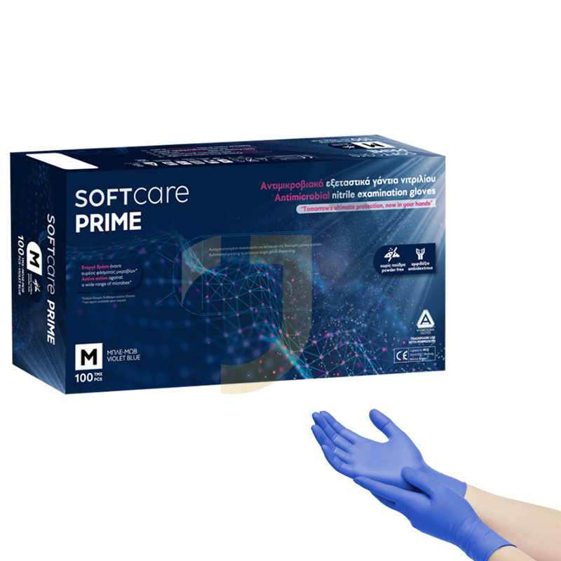 Antimikrobiálne nitrilové rukavice Soft Care Prime VIOLET BLUE 100 ks Antimikrobiálne nitrilové rukavice Soft Care Prime VIOLET BLUE 100 ks