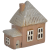 Keramický domek svícen se dvěma střechami.