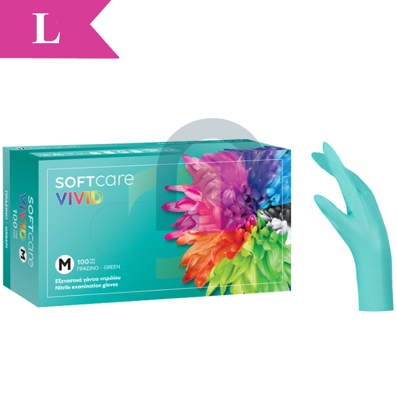 Nitrilové rukavice Soft Care VIVID GREEN 100 ks - Veľkosť: L